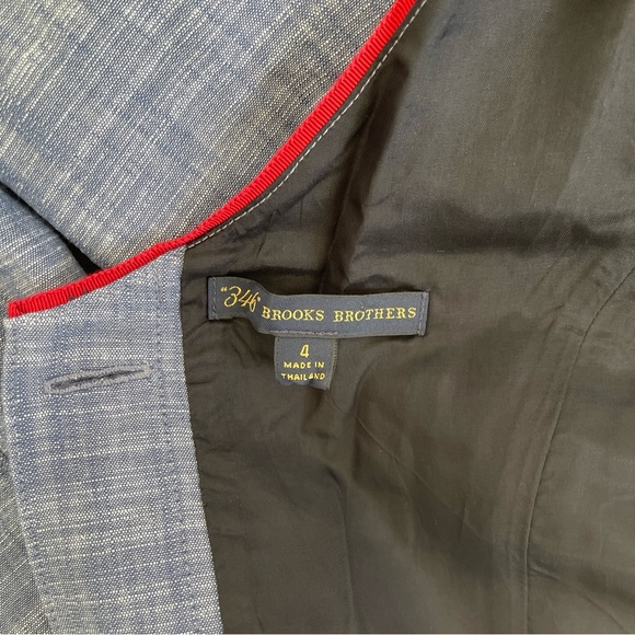 Brooks Brothers Back Button Down Scoop Neck Red Trim Blue Dress 4 - Picture 3 of 4